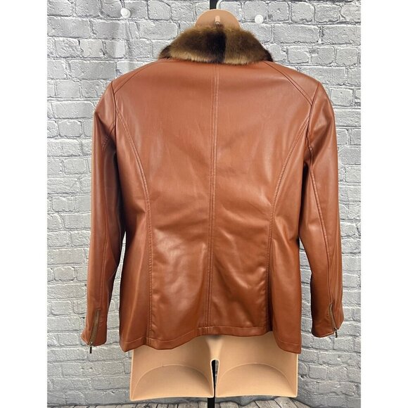 Dennis Basso Madison Avenue Faux Leather Moto Jacket Size 16 - Picture 2 of 13